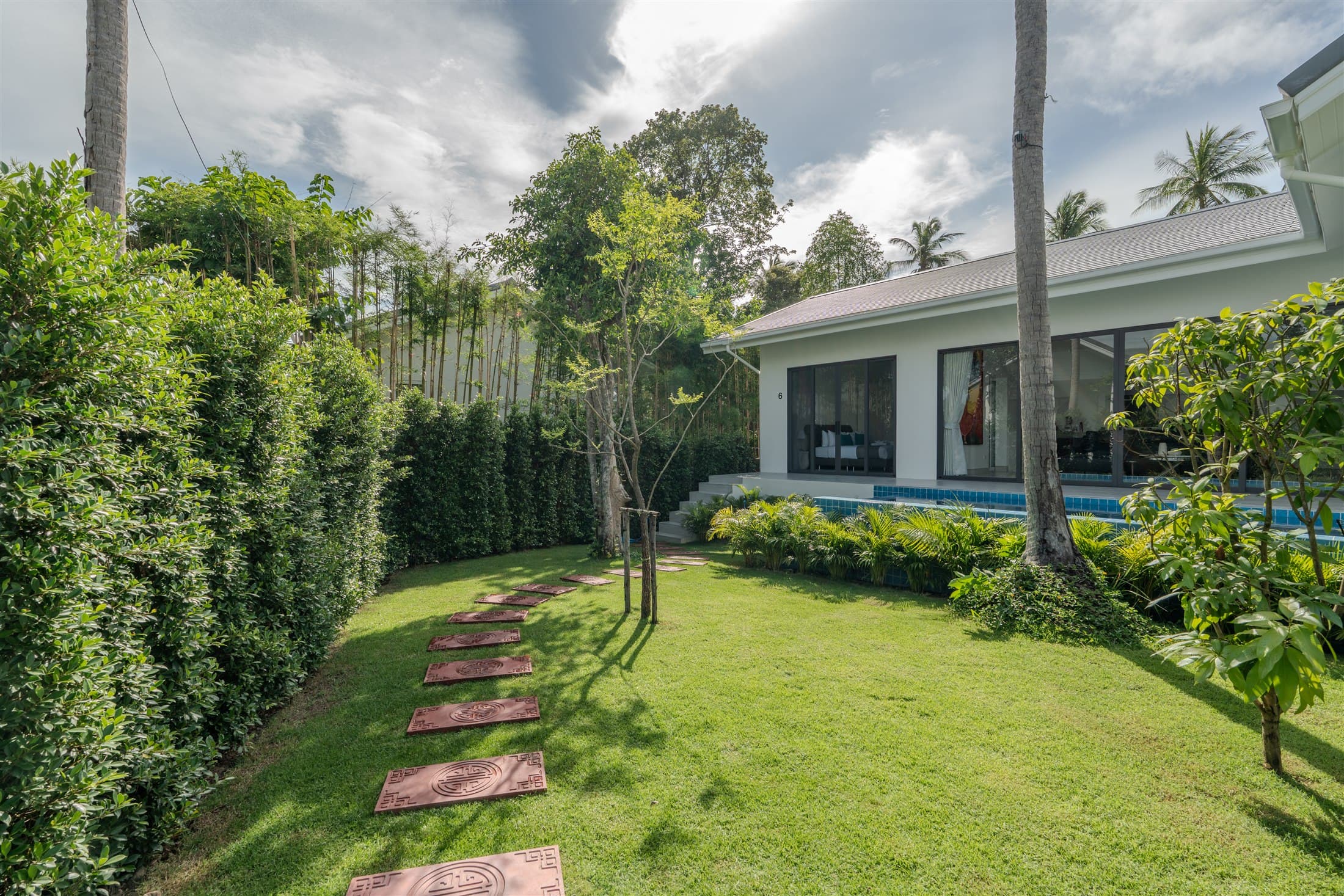 Garden path through the villa grounds