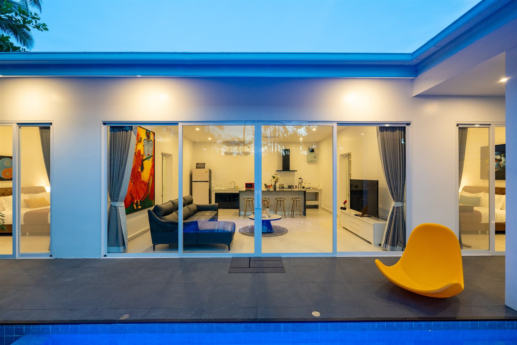 Two-bedroom villa in the evening